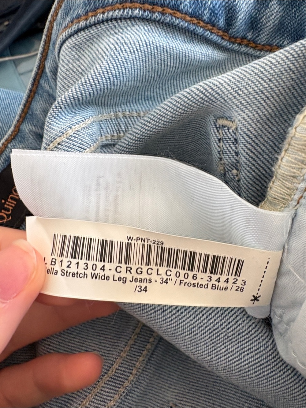 Quince Bella Stretch Wide Leg Jean Frosted Blue Size 28 34 inseam extra long - Picture 9 of 10
